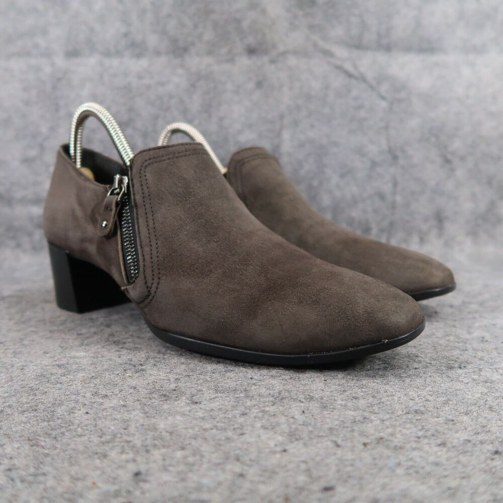 Munro Shoes Womens 8.5 Bootie Fashion Annee Professional Comfort Suede Brown Zip